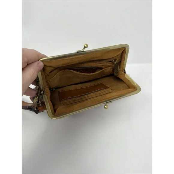 Patricia Nash Painted Leather Clutch- Gorgeous Florals- Velvet Interior
